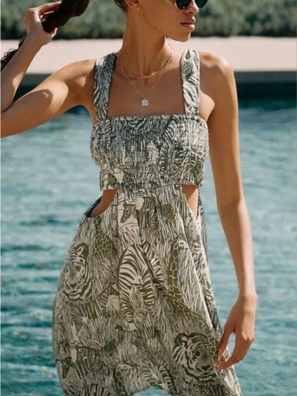 NWT By Anthropologie Square-Neck
Smocked Cut-Out Mini Dress - Picture 1 of 6